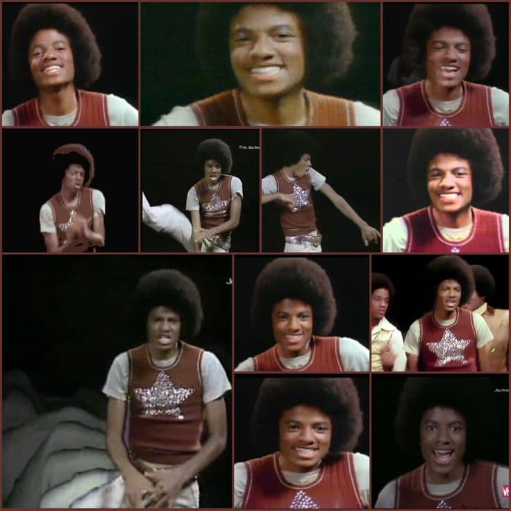 Young Michael Jackson smiling and dancing in Blame It on the Boogie